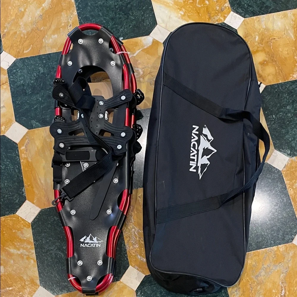 Nacatin Black and Red Snowshoes with Carrying Bag